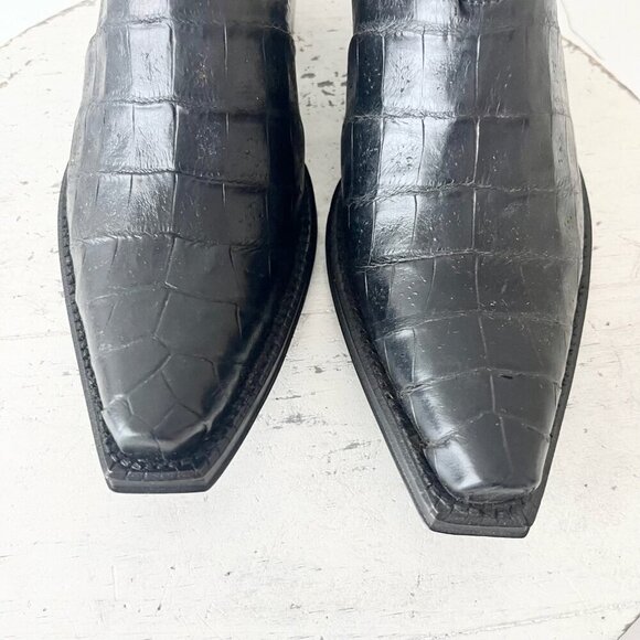 Rod Patrick Womens Mules 5C Black Caiman Leather Western Slip On Boots - Picture 6 of 12